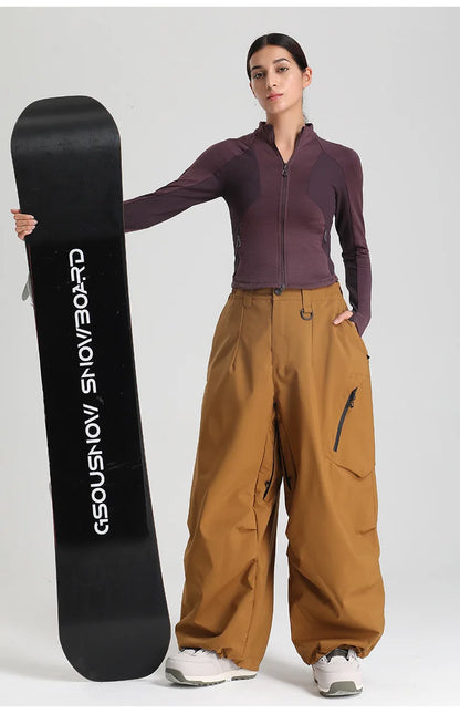 Women Waterproof Ski Pant Windproof Men Warm Snowboarding Trousers Outdoor Winter Sports Breathable Solid Baggy Skiing Strides