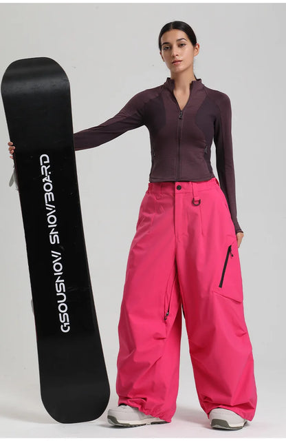 Women Waterproof Ski Pant Windproof Men Warm Snowboarding Trousers Outdoor Winter Sports Breathable Solid Baggy Skiing Strides