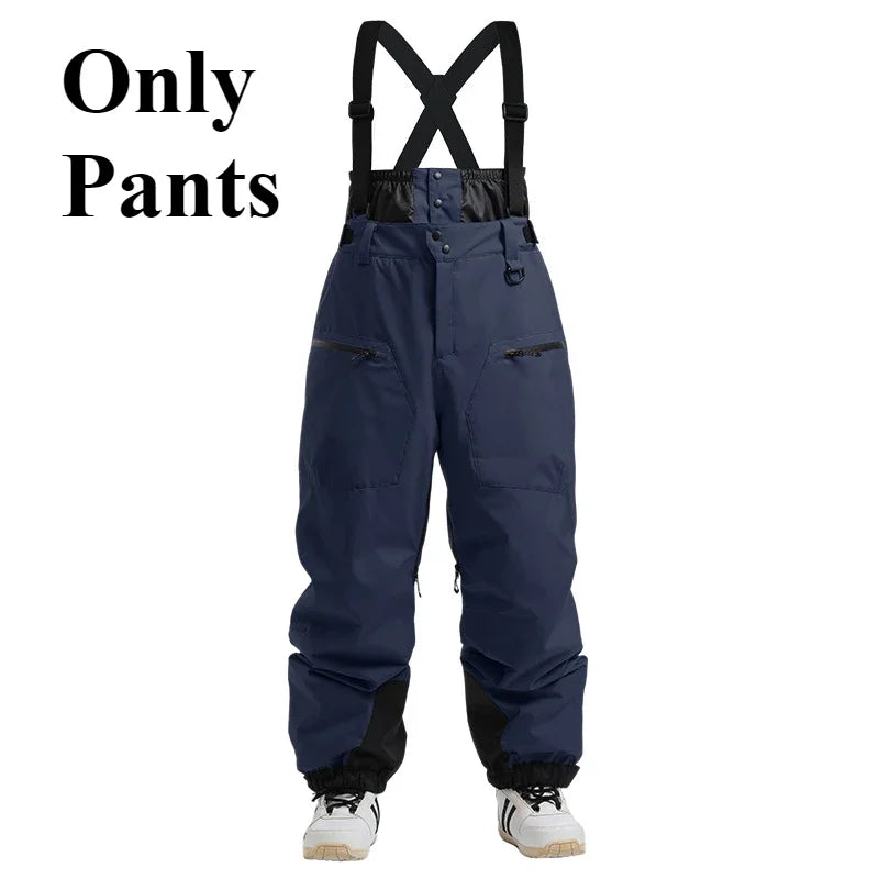New Men Skiing Pants Winter Thickening Warm Ski Overalls Windproof Snowboard Trousers Outdoor Loose Snow Clothes Waterproof Pant