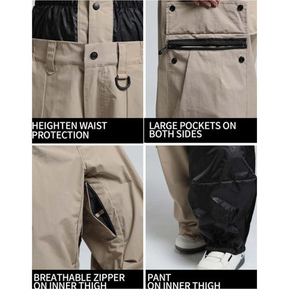 GSOU SNOW Super Baggy Snowboard Pants Men Waterproof Windproof Sports Clothes Insulated Loose Fit Ski Trousers for Cold Weather
