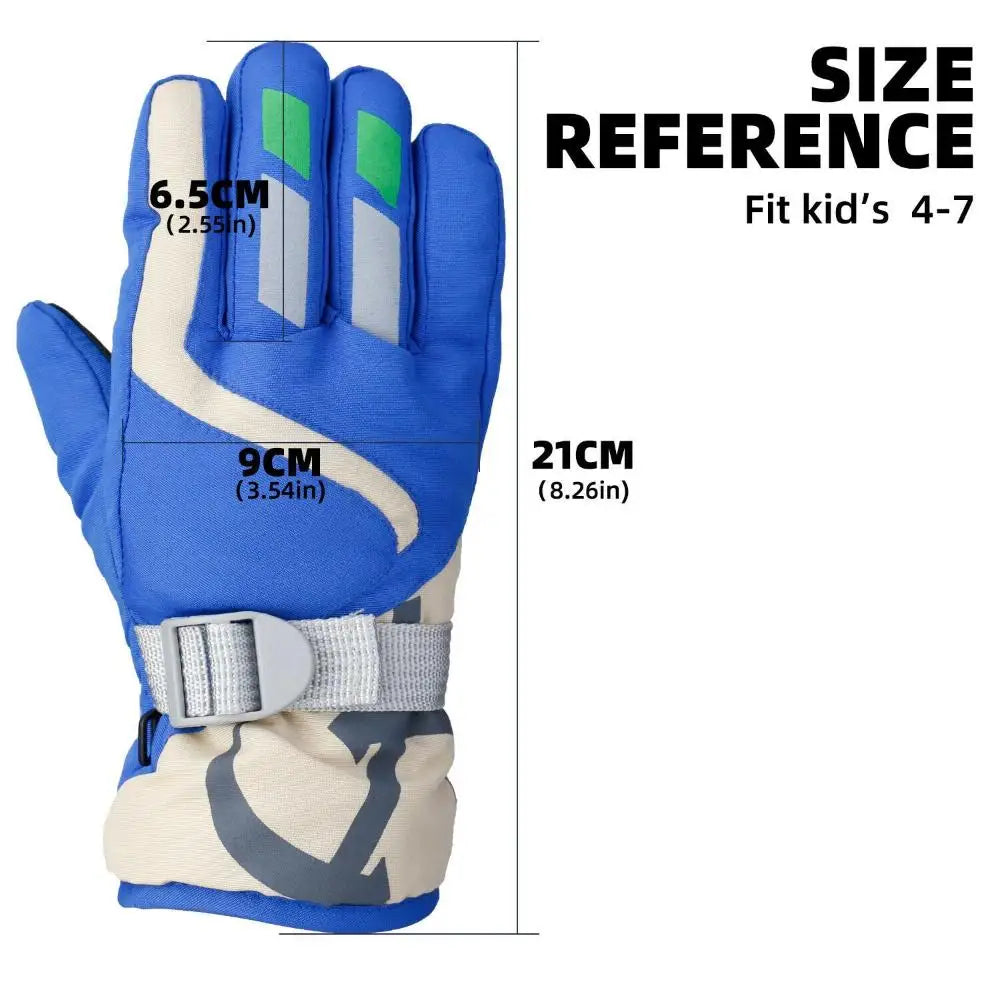 Winter Kids Snowboard Ski Gloves Nylon Non-slip Children Boys Girls Waterproof Cycling Thermal Fleece Warm Snow Gloves