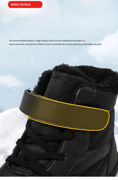 Winter Kids Wide Toe Barefoot Shoes Waterproof Snow Boots Outdoor Girls' Boy Comfortable and Warm Fur Snow Hiking Boot Warm Boot