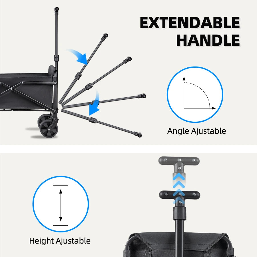 Foldable Portable Picnic Outdoor Camping Cart Heavy Duty Folding Utility Cart Shopping Beach Collapsible Folding Utility Cart