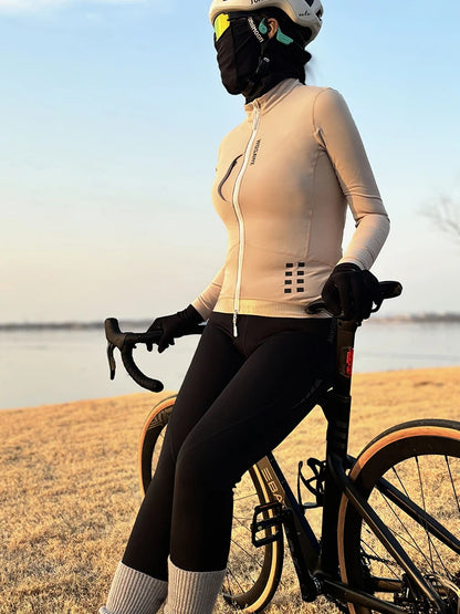 WOSAWE Women's Winter Thermal Fleece Cycling Jersey Long Sleeve Bike Jacket for Riding & Gym Ropa Ciclismo Clothings