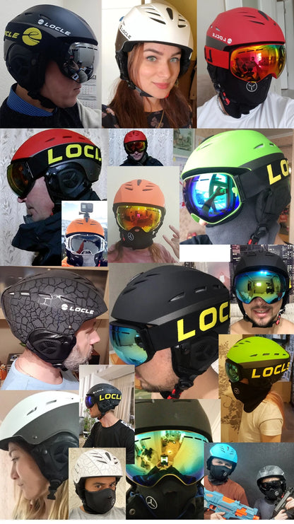 LOCLE Men Skiing Helmet Women Children Boys Girls Ski Helmet Skating Skateboard Snowmobile Motorcycle Helmets Size 52-64cm