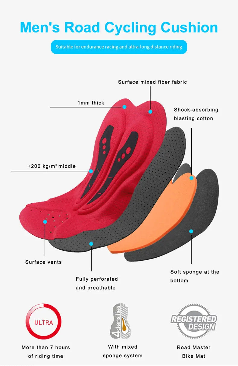 Cycling Bib Shorts 5D Gel Pad Mountain Bike Shorts Bretelle Pockets Outdoor Breathable UPF50+ Bike Tight Bicycle Shorts