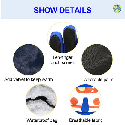 KoKossi Winter Children Ski Gloves Keep Finger Warm Thicken Waterproof Snowboard Snow Kids Gloves For Boys Girls Windproof