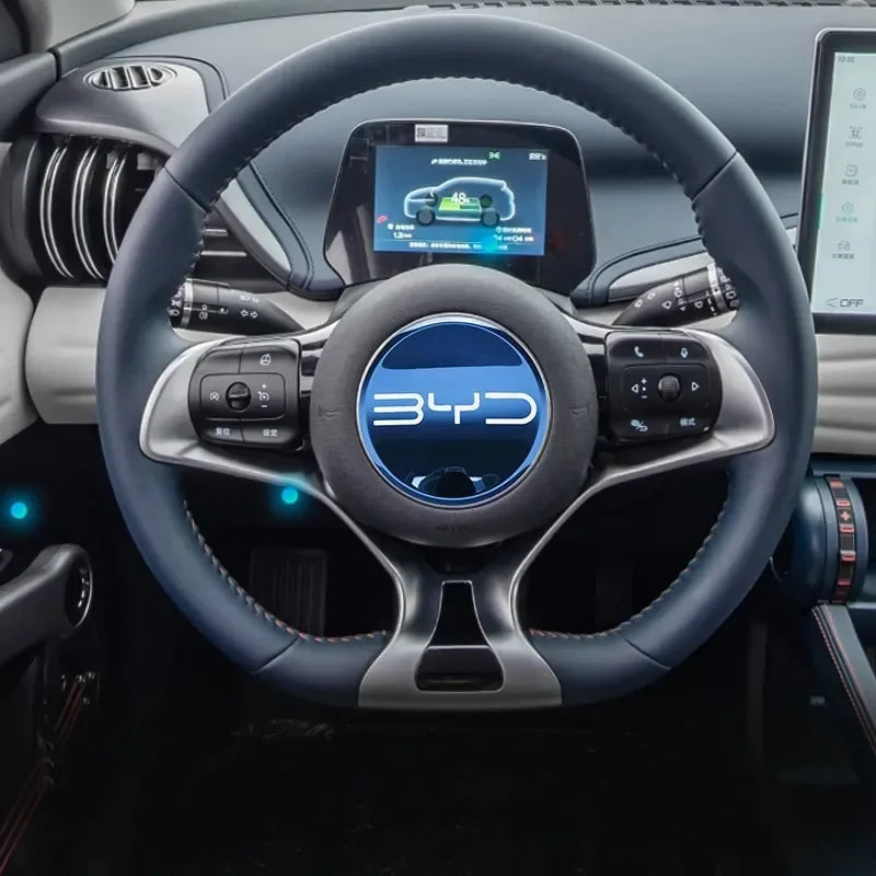 Car Steering Wheel Sticker Stainless Steel Steering for BYD Atto3 Yuan Plus Dolphin Seal Seagull Sealion SHARK Protective Cover