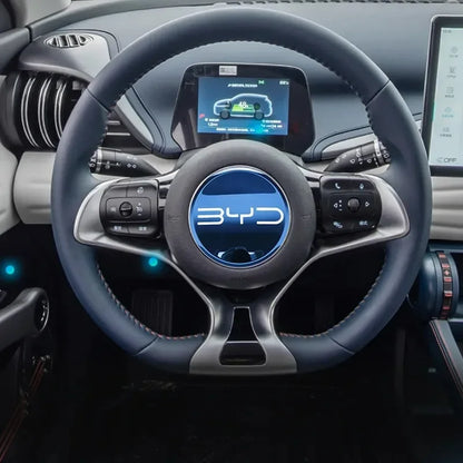 Car Steering Wheel Sticker Stainless Steel Steering for BYD Atto3 Yuan Plus Dolphin Seal Seagull Sealion SHARK Protective Cover