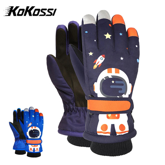 KoKossi Winter Children Ski Gloves Keep Finger Warm Thicken Waterproof Snowboard Snow Kids Gloves For Boys Girls Windproof