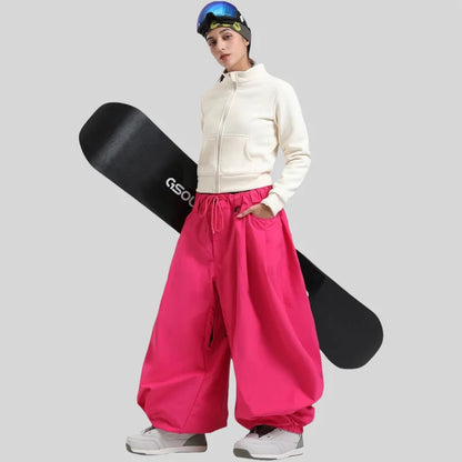 GSOU SNOW Plus Size Winter Ski Trousers Super Baggy Men Snowboard Clothes Women Snow Pants Outdoor Sports Winterproof Breathable