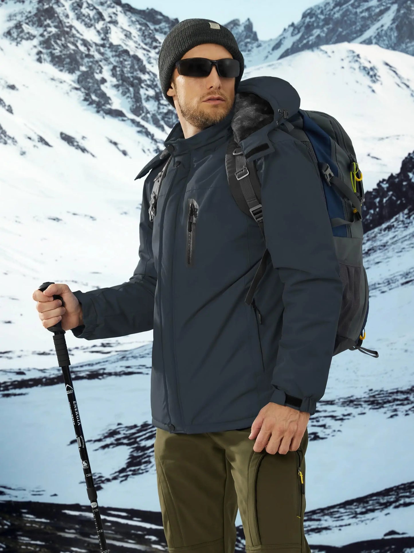 TACVASEN Winter Thicken Ski Snowboard Jacket Mens Fleece Waterproof Hiking Jackets Outdoor Mountain Trekking Windbreaker Parka
