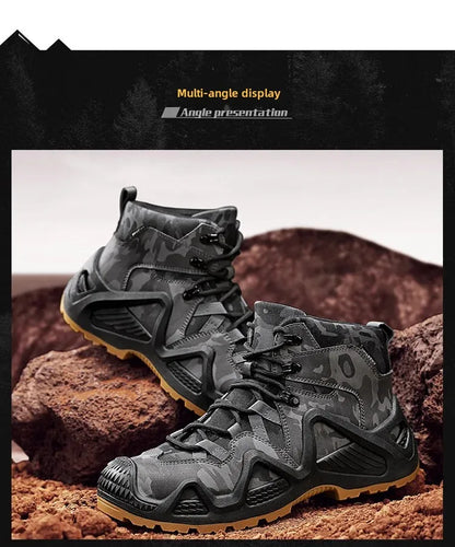 Oxford Waterproof Tactical Boots Men's Outdoor Non-slip Climbing Hiking Sports Shoes 45Plus Size Camouflage Work Shoes 46