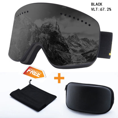 Magnetic Ski Goggles Lens Double Layer Skiing Anti-fog UV400 Snowboard Goggles Men Women Ski Glasses Eyewear
