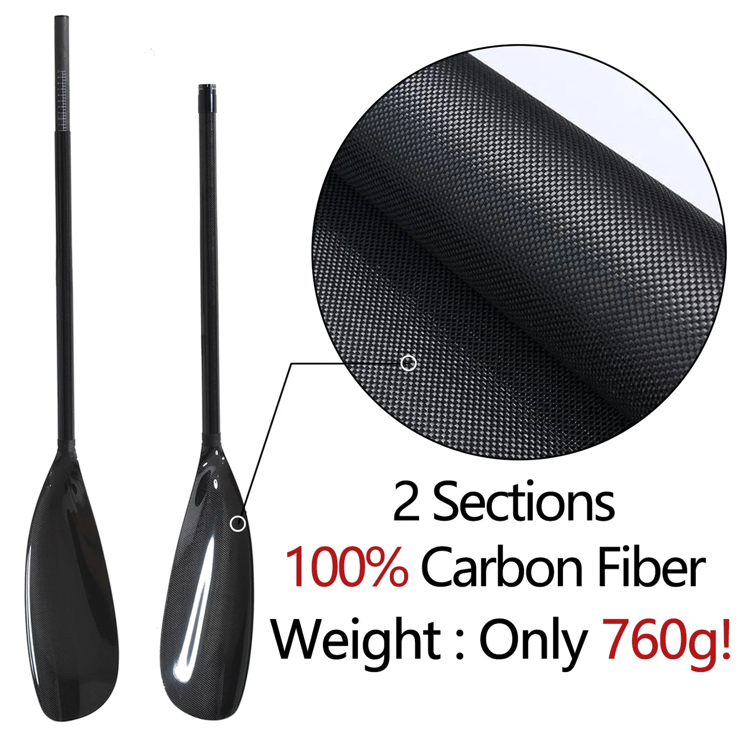 2pcs Carbon Fiber Wing Paddle 10cm Adjustable Kayak Paddle with Large Blades Free Easy Carry Protection Bag Inflatable Paddle