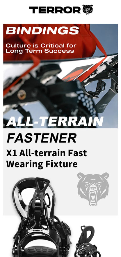 TERROR X1 Step-In Snowboard Bindings Men Women EVA Cushion 3D Strap Lightweight Freeride Gear