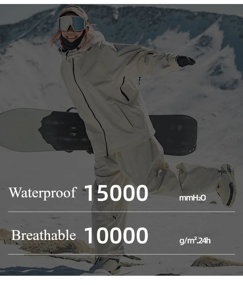 Men Baggy Windproof Solid Women Skiing Pants Waterproof Loose Hooded Ski Strides New Outdoor Sport Adult Breathable Trousers