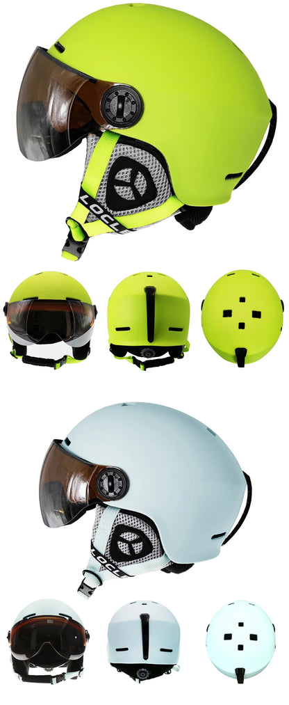 LOCLE Upgrade Skiing Helmet Men Women Children Ultralight Snowboard Skateboard Motorcycle Snowmobile Ski Helmet Visor Goggles