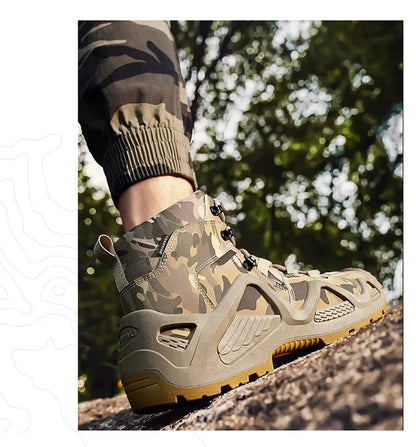 Oxford Waterproof Tactical Boots Men's Outdoor Non-slip Climbing Hiking Sports Shoes 45Plus Size Camouflage Work Shoes 46