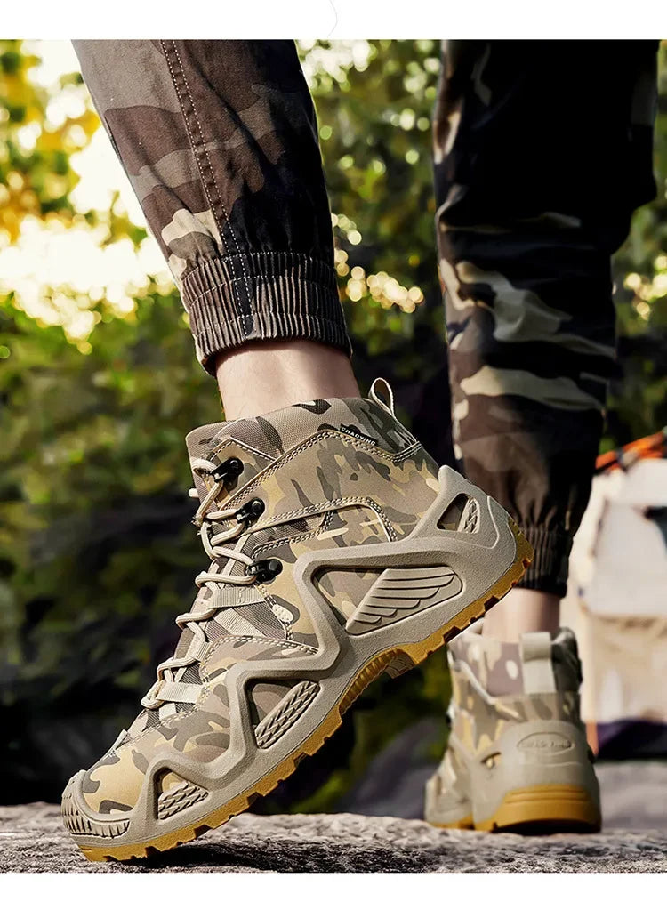 Oxford Waterproof Tactical Boots Men's Outdoor Non-slip Climbing Hiking Sports Shoes 45Plus Size Camouflage Work Shoes 46