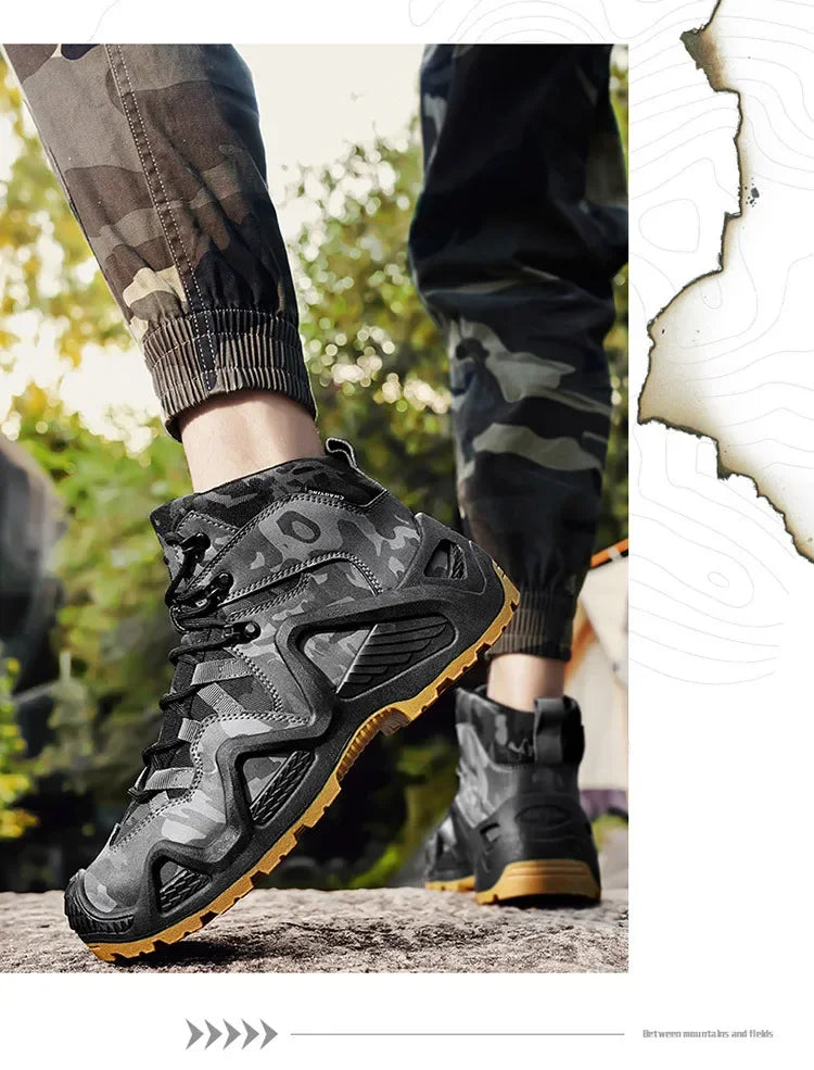 Oxford Waterproof Tactical Boots Men's Outdoor Non-slip Climbing Hiking Sports Shoes 45Plus Size Camouflage Work Shoes 46