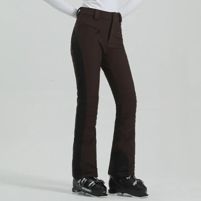 Ladies High Elasticity Skiing Pants Women Slim Winter Trousers 2025 Alpine Sport Ski Pants Outdoor Warm Waterproof Snow Clothes