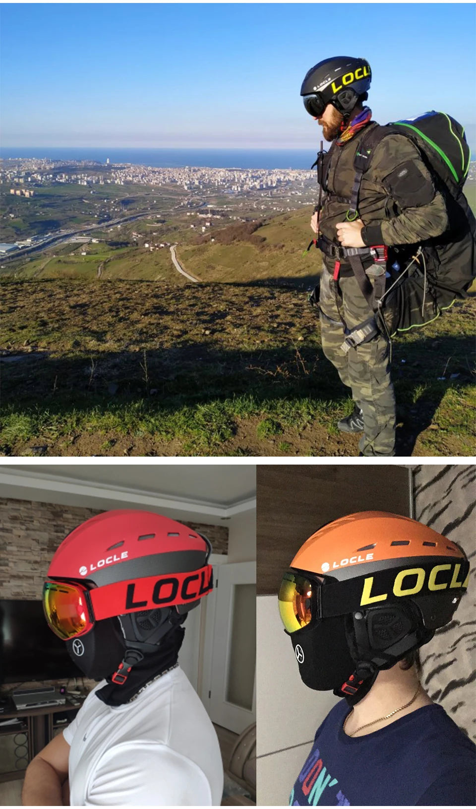LOCLE Men Skiing Helmet Women Children Boys Girls Ski Helmet Skating Skateboard Snowmobile Motorcycle Helmets Size 52-64cm