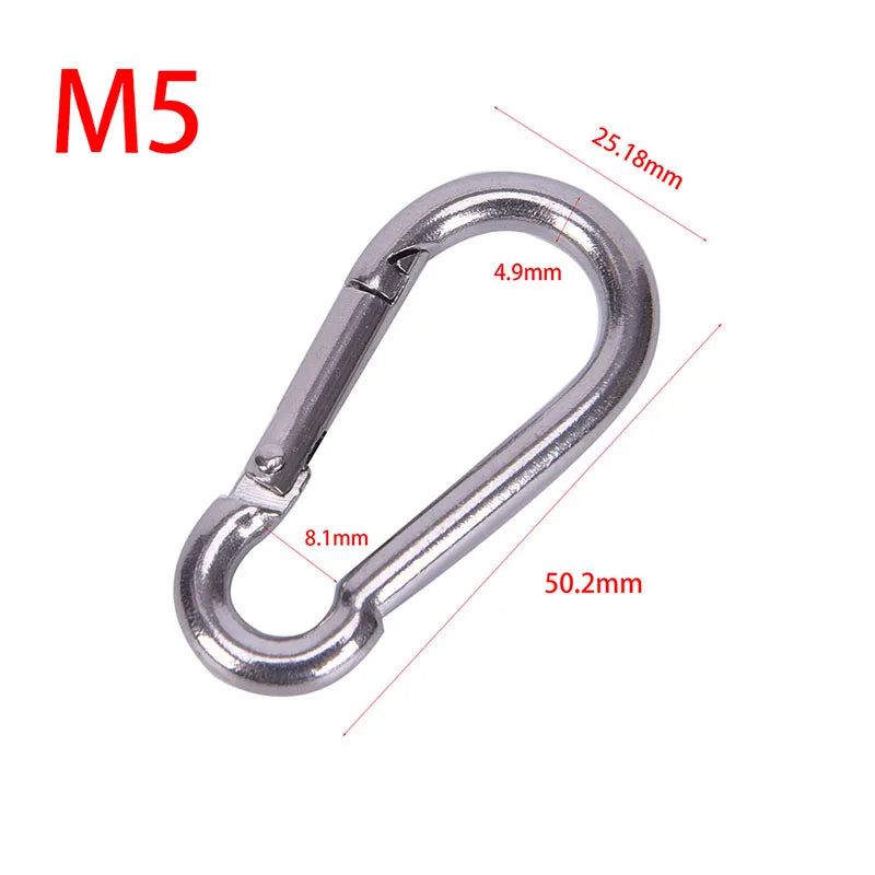 304 Stainless Steel M4 M5 M6 M7 M8 Multifunctional Spring Snap Carabiner Quick Link Lock Ring Hook