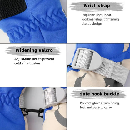 Winter Kids Snowboard Ski Gloves Nylon Non-slip Children Boys Girls Waterproof Cycling Thermal Fleece Warm Snow Gloves