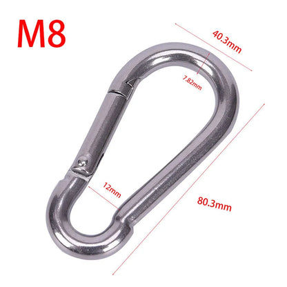 304 Stainless Steel M4 M5 M6 M7 M8 Multifunctional Spring Snap Carabiner Quick Link Lock Ring Hook