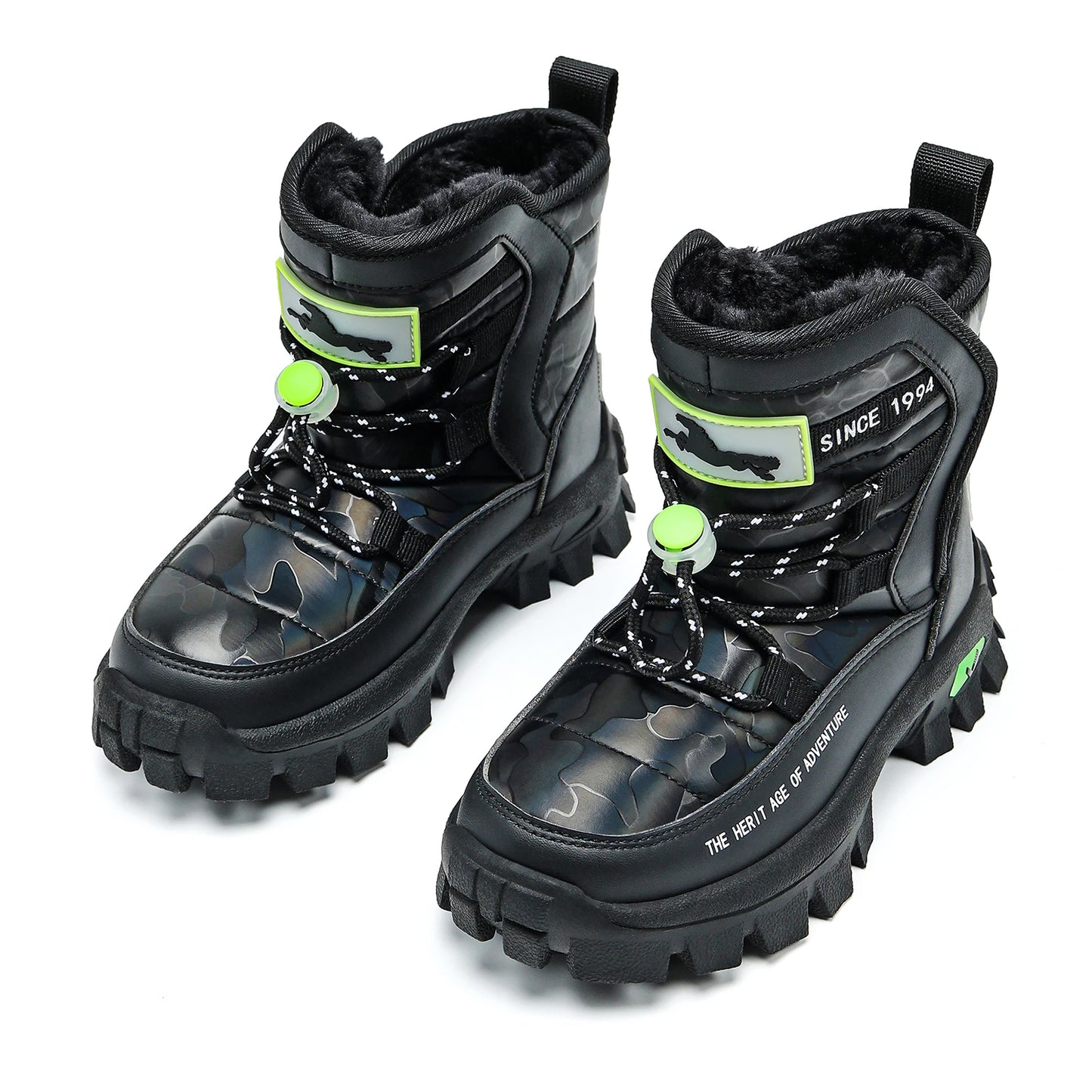 JMFCHI Kids Snow Boots Boys Hiking boots for Kids Waterproof Winter Snow Boots for Girls Warm Fur Lined Slip Resistant Outdoor
