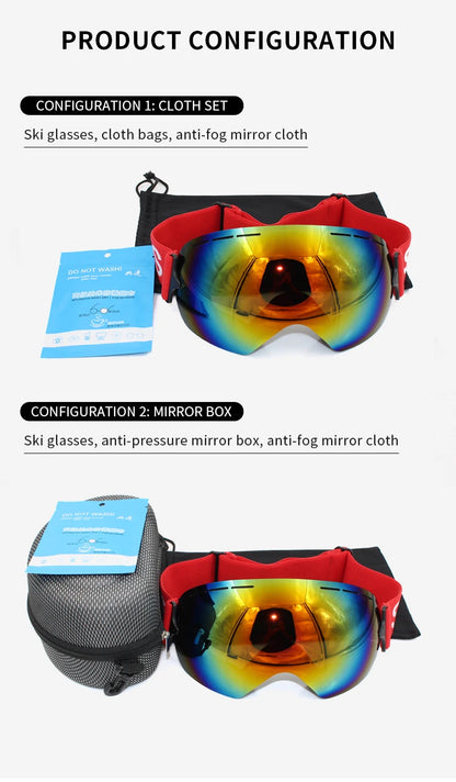 LIGHTWEIGHT Professional Ski Goggles Men UV400 Adult anti-fog Snowboard Skiing Glasses Women Ultra-light Winter Snow Eyewear