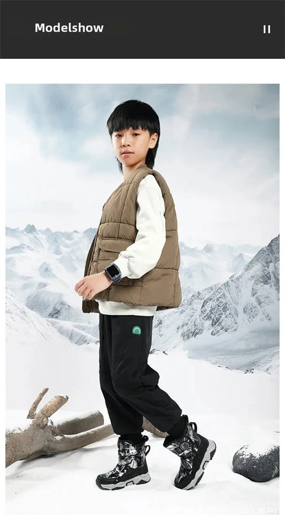 Winter Children's Cotton Shoes Anti-Slip Ice Claw High-Top Waterproof Fleece-Lined Snow Boots for Girls And Boys Hot Sale Of The