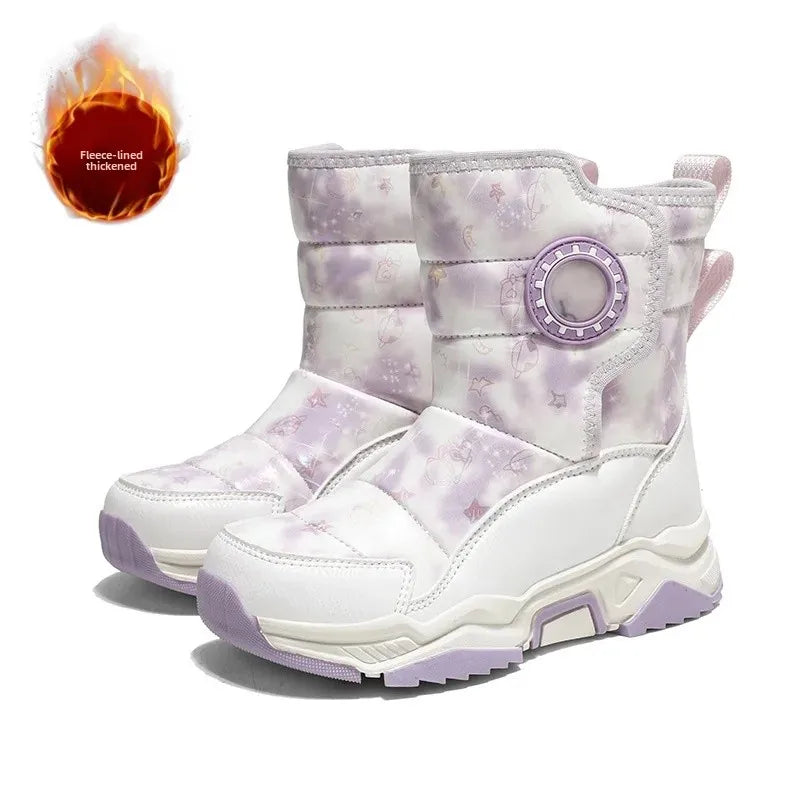 Winter Children's Cotton Shoes Anti-Slip Ice Claw High-Top Waterproof Fleece-Lined Snow Boots for Girls And Boys Hot Sale Of The