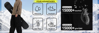 GSOU SNOW Winter Multi Pockets Ski Pants Men Loose Snow Pants Warm Windproof Skiing Trousers Outdoor Sports Breathable Britches
