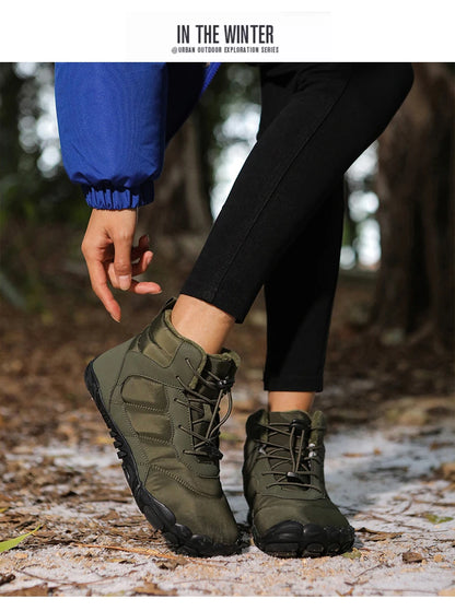 Men Women Waterproof Winter Boots Snow Barefoot Casual Shoes Outdoor Warm Work Shoes Ankle Shoes for Trekking Climbing Hiking