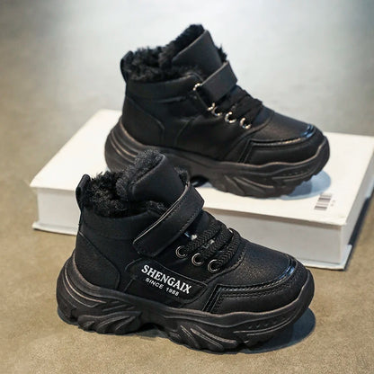 Children's Snow Boots Winter Thikcen Warm Plush Boys Sport Shoes Girls Non-slip Sneakers Student Shoes Kids Outdoor Hiking Boots