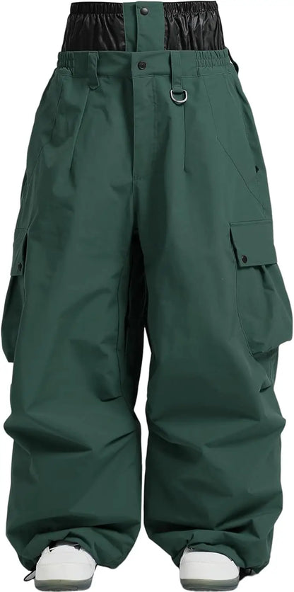 GSOU SNOW Super Baggy Snowboard Pants Men Waterproof Windproof Sports Clothes Insulated Loose Fit Ski Trousers for Cold Weather
