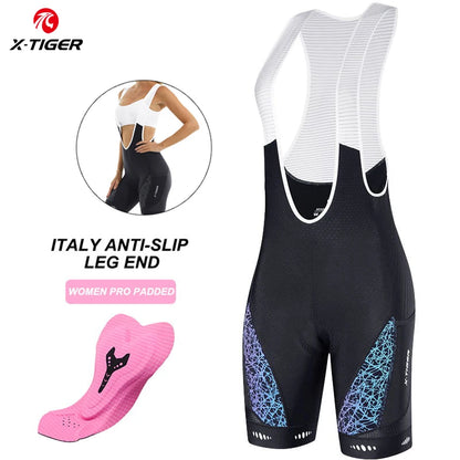 X-TIGER Cycling Shorts Women's Bicycle Shorts Competitive Sponge Padded 7h MTB Bike Shorts With Side Pockets Summer Bib Tights