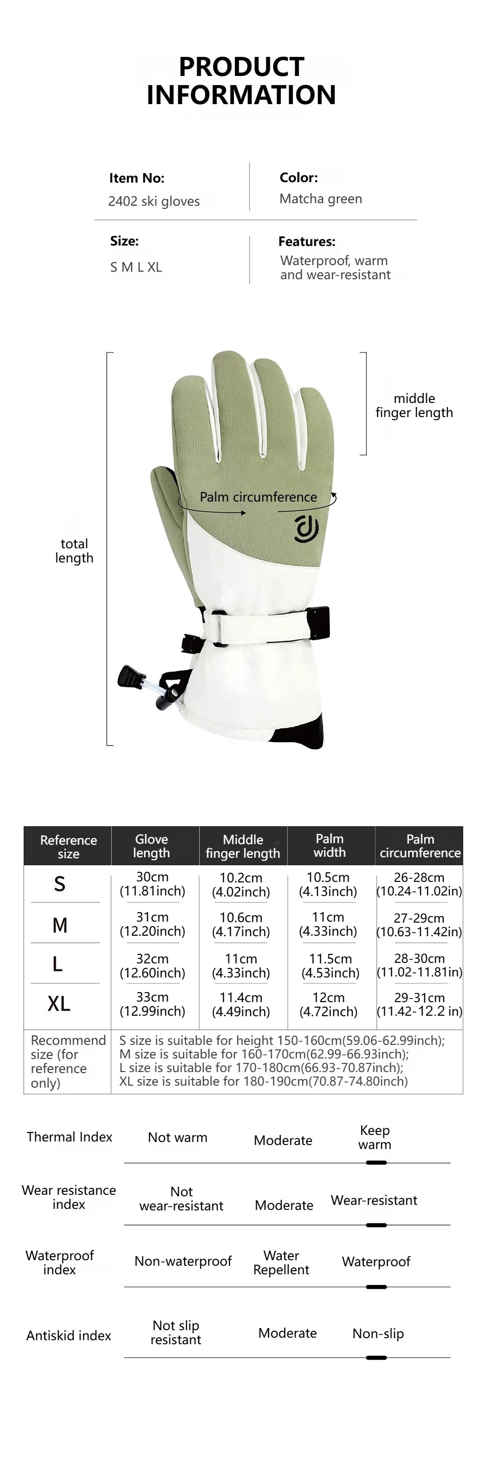 KoKossi Winter Non-slip Touch Screen Waterproof Snowboard Ski Gloves Thickened Windproof Cycling Fleece Warm Riding Gloves