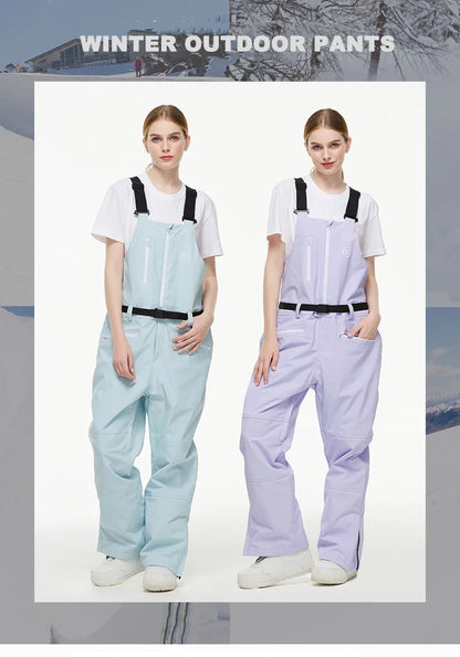 Men Women Ski Pants Winter Windproof Waterproof Reflective Warm Breathable Ski Overalls Pants Female Male Loose Snowboard Pants