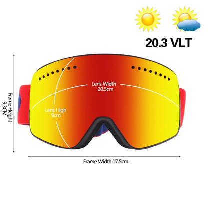 Magnetic Ski Goggles Lens Double Layer Skiing Anti-fog UV400 Snowboard Goggles Men Women Ski Glasses Eyewear
