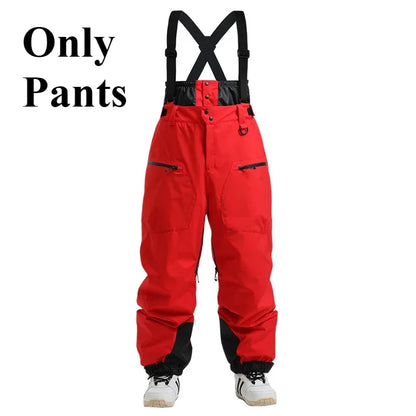 Winter New Skiing Pants Thickening Warm Ski Overalls Men Loose Snow Clothes Outdoor Windproof Snowboard Trousers Waterproof Pant