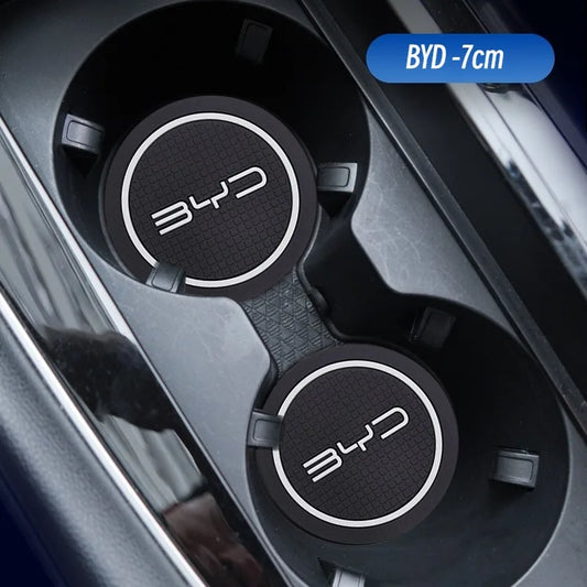 2PCS BYD Series Car Cup Holder Mat Leather Water Coaster Decoration for BYD Tang Atto3 Yuan Plus Seal Song Dolphin Sealion Shark