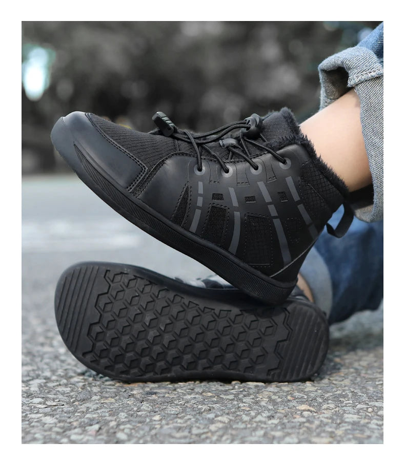Boys Girls Snow Boots Waterproof Winter Shoes Kids Barefoot Shoes Winter Wide Toe Sneakers Warm Snow Boots Lightweight Non-slip