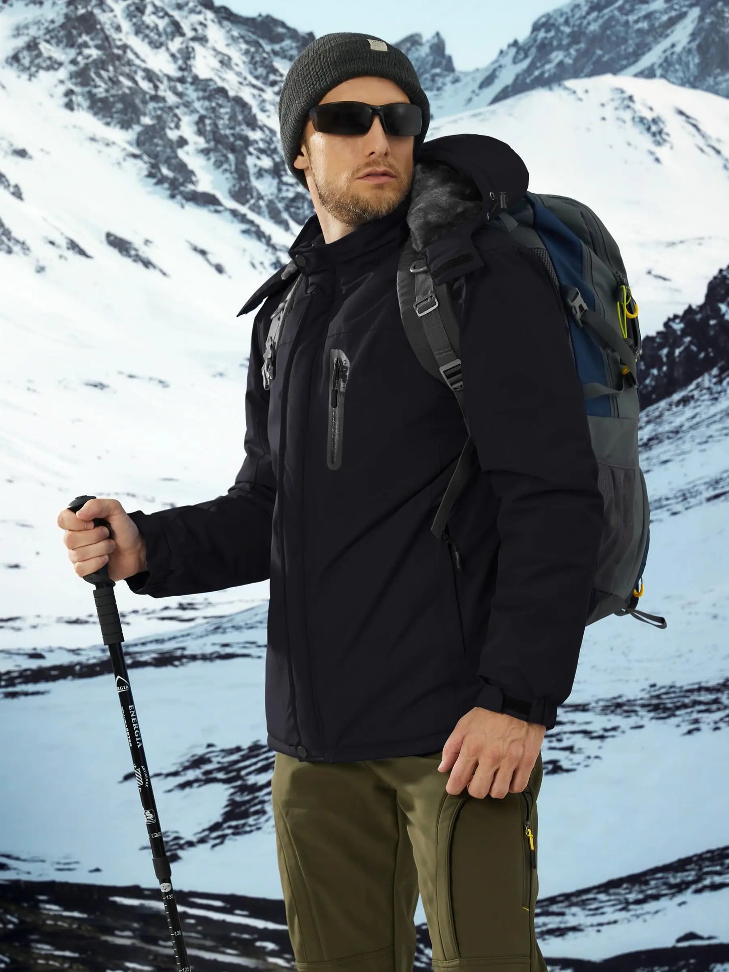 TACVASEN Winter Thicken Ski Snowboard Jacket Mens Fleece Waterproof Hiking Jackets Outdoor Mountain Trekking Windbreaker Parka
