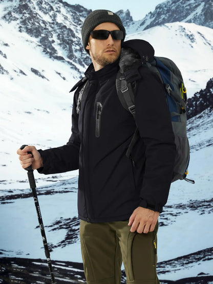 TACVASEN Winter Thicken Ski Snowboard Jacket Mens Fleece Waterproof Hiking Jackets Outdoor Mountain Trekking Windbreaker Parka