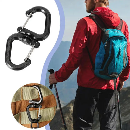 Double Clip Carabiner Outdoor Hook Clip Multi-Use Outdoor S Chain Hooks Portable Backpack Locking Hooks With 360 Degree Swivel