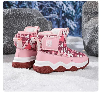 Winter Children Snow Warm Boots Fur Shoes Boys Sneaker Rubber Hiking Shoe Fashion Children Shoes Waterproof Leather Boots Kids
