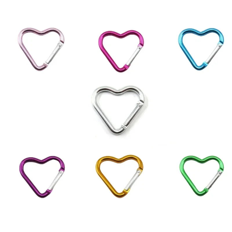 Outdoor Carabiner Heart Shape Keychain Clip Aluminum Alloy Rings Climbing Clips Spring Snap Hook Carabiner Durable